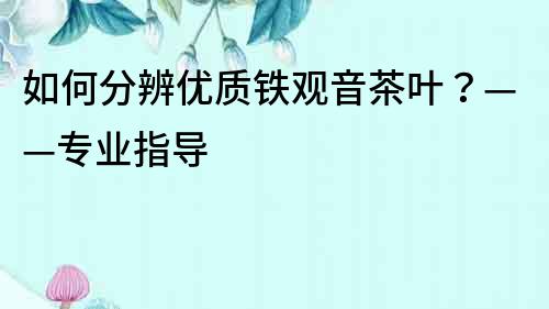 如何分辨優(yōu)質(zhì)鐵觀音茶葉？——專業(yè)指導(dǎo)