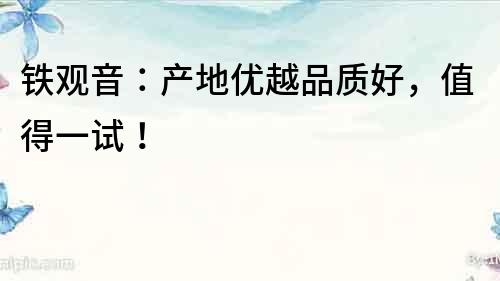 鐵觀音：產地優越品質好，值得一試！