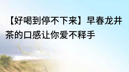 【好喝到停不下來】早春龍井茶的口感讓你愛不釋手