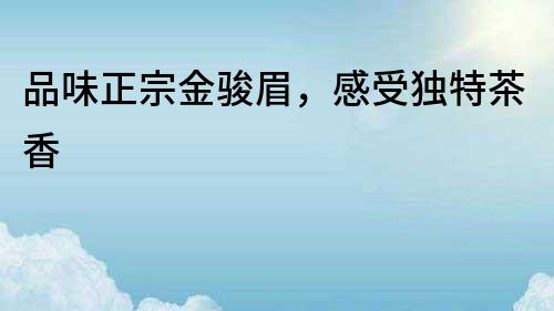品味正宗金駿眉，感受獨特茶香