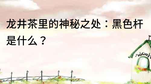 龍井茶里的神秘之處：黑色桿是什么？