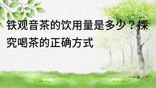 鐵觀音茶的飲用量是多少？探究喝茶的正確方式
