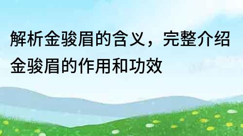 解析金駿眉的含義，完整介紹金駿眉的作用和功效