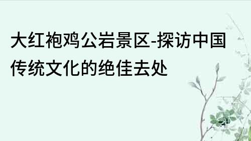 大紅袍雞公巖景區-探訪中國傳統文化的絕佳去處