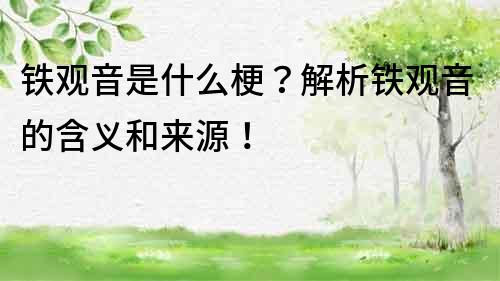鐵觀音是什么梗？解析鐵觀音的含義和來源！