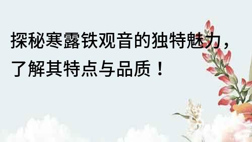 探秘寒露鐵觀音的獨特魅力，了解其特點與品質！