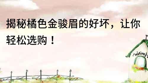 揭秘橘色金駿眉的好壞，讓你輕松選購(gòu)！