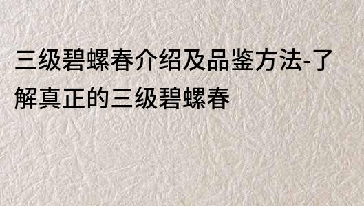 三級碧螺春介紹及品鑒方法-了解真正的三級碧螺春