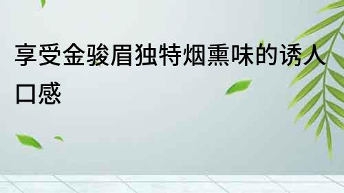 享受金駿眉獨特?zé)熝兜恼T人口感
