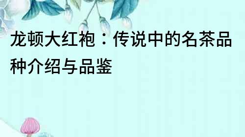 龍頓大紅袍：傳說中的名茶品種介紹與品鑒