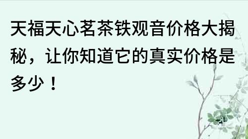 天福天心茗茶鐵觀音價格大揭秘，讓你知道它的真實價格是多少！