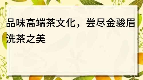 品味高端茶文化，嘗盡金駿眉洗茶之美