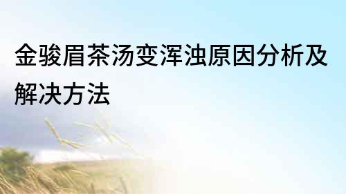 金駿眉茶湯變渾濁原因分析及解決方法