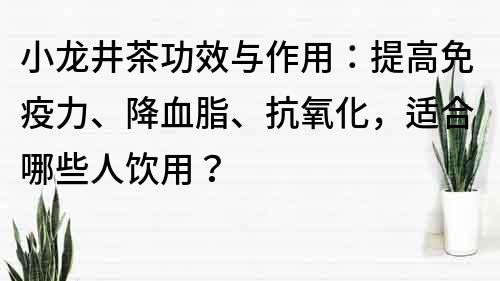 小龍井茶功效與作用：提高免疫力、降血脂、抗氧化，適合哪些人飲用？