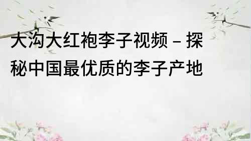 大溝大紅袍李子視頻 – 探秘中國最優質的李子產地