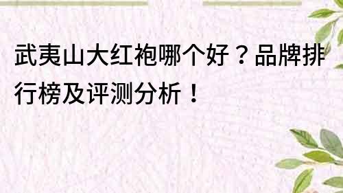 武夷山大紅袍哪個好？品牌排行榜及評測分析！
