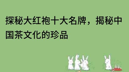 探秘大紅袍十大名牌，揭秘中國茶文化的珍品