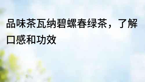 品味茶瓦納碧螺春綠茶，了解口感和功效