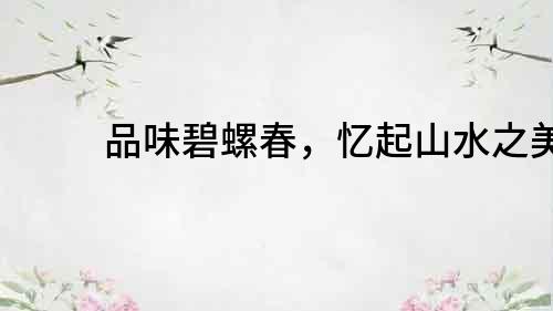 品味碧螺春，憶起山水之美
