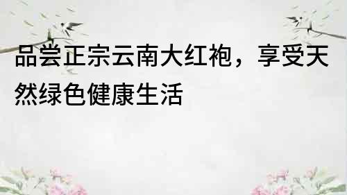 品嘗正宗云南大紅袍，享受天然綠色健康生活
