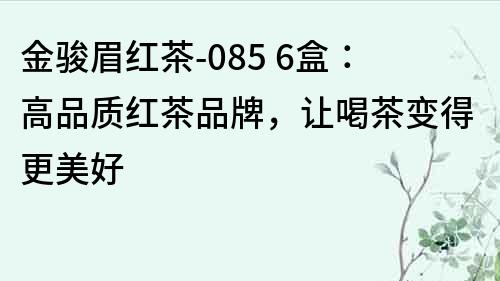 金駿眉紅茶-085 6盒：高品質紅茶品牌，讓喝茶變得更美好