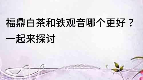 福鼎白茶和鐵觀音哪個更好？一起來探討