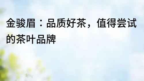 金駿眉：品質好茶，值得嘗試的茶葉品牌
