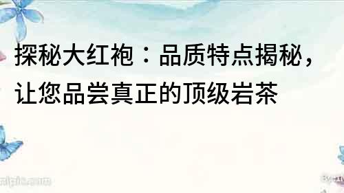 探秘大紅袍：品質特點揭秘，讓您品嘗真正的頂級巖茶