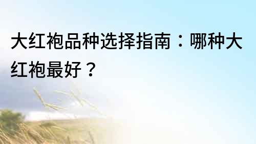 大紅袍品種選擇指南：哪種大紅袍最好？