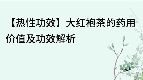【熱性功效】大紅袍茶的藥用價值及功效解析
