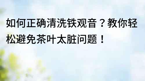 如何正確清洗鐵觀音？教你輕松避免茶葉太臟問題！
