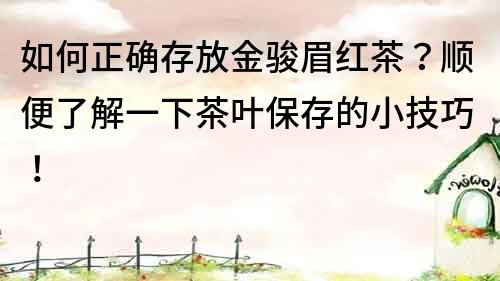 如何正確存放金駿眉紅茶？順便了解一下茶葉保存的小技巧！