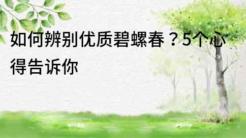 如何辨別優質碧螺春？5個心得告訴你