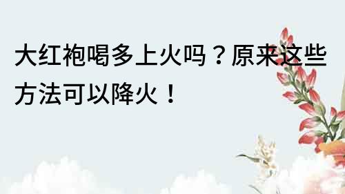 大紅袍喝多上火嗎？原來這些方法可以降火！
