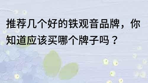 推薦幾個好的鐵觀音品牌，你知道應該買哪個牌子嗎？