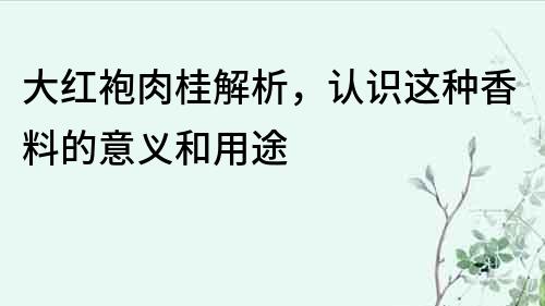 大紅袍肉桂解析，認(rèn)識(shí)這種香料的意義和用途