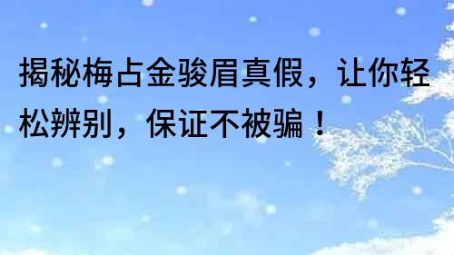 揭秘梅占金駿眉真假，讓你輕松辨別，保證不被騙！