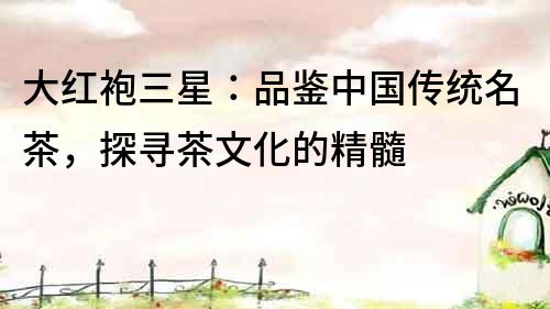 大紅袍三星：品鑒中國傳統名茶，探尋茶文化的精髓