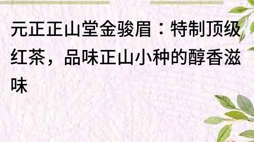 元正正山堂金駿眉：特制頂級紅茶，品味正山小種的醇香滋味