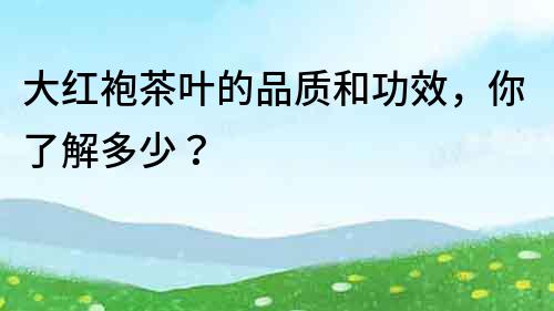 大紅袍茶葉的品質(zhì)和功效，你了解多少？
