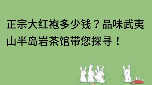 正宗大紅袍多少錢？品味武夷山半島巖茶館帶您探尋！