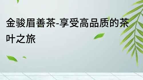 金駿眉善茶-享受高品質(zhì)的茶葉之旅