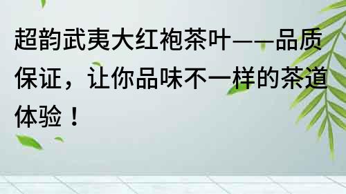 超韻武夷大紅袍茶葉——品質(zhì)保證，讓你品味不一樣的茶道體驗！