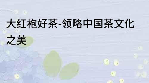 大紅袍好茶-領(lǐng)略中國茶文化之美