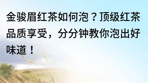 金駿眉紅茶如何泡？頂級(jí)紅茶品質(zhì)享受，分分鐘教你泡出好味道！