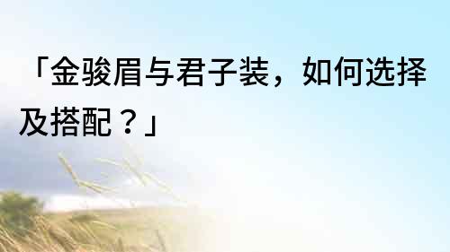 「金駿眉與君子裝，如何選擇及搭配？」