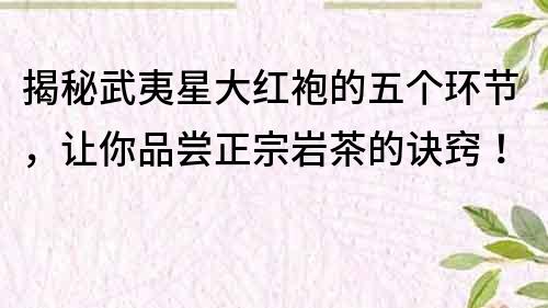 揭秘武夷星大紅袍的五個環(huán)節(jié)，讓你品嘗正宗巖茶的訣竅！