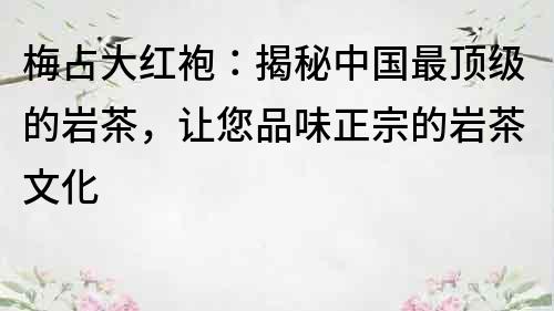 梅占大紅袍：揭秘中國最頂級的巖茶，讓您品味正宗的巖茶文化