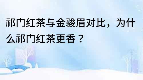 祁門紅茶與金駿眉對比，為什么祁門紅茶更香？