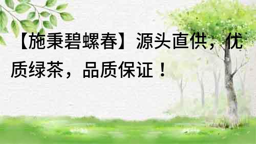 【施秉碧螺春】源頭直供，優質綠茶，品質保證！